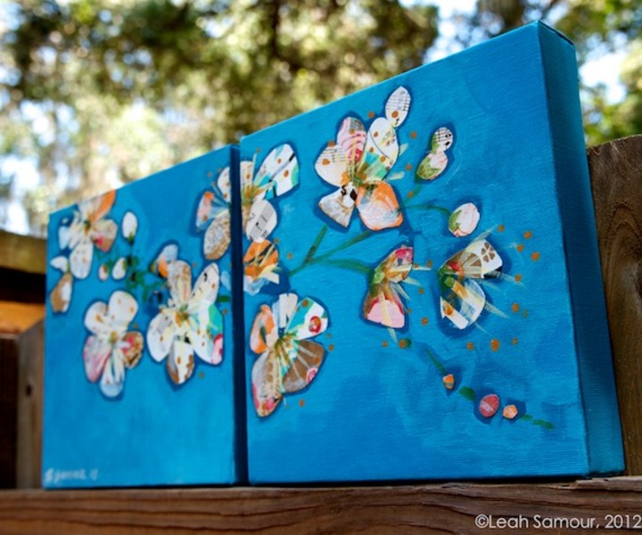 apple blossoms 2012 acrylic and collage