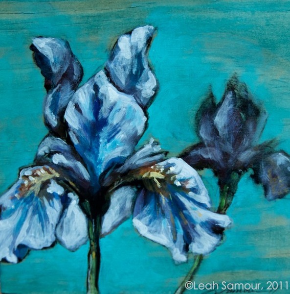 purple iris 2011 acrylic on wood