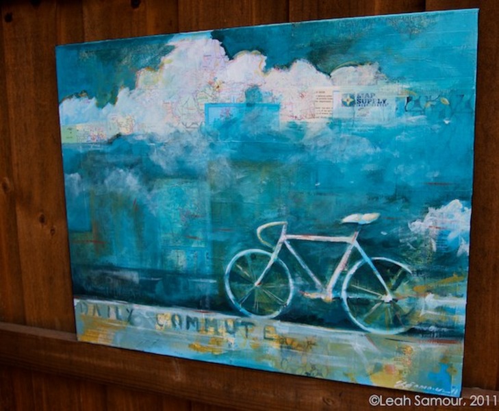 daily commute 2011 acrylic and collage on canvas