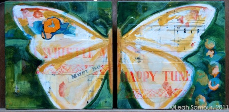 a happy tune 2011 acrylic and collage on wood