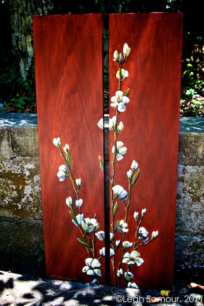 apple blossoms, based on client's request 2011 acrylic on wood